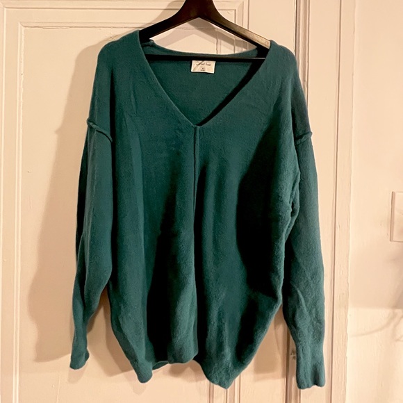NWOT Aritzia Wilfred Free Hush Knit V-Neck Sweater in Teal - Picture 3 of 4